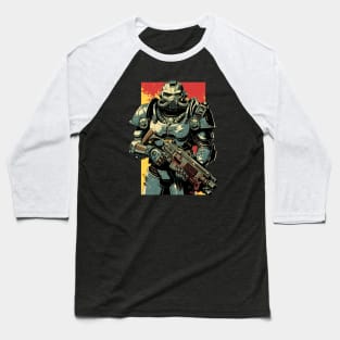 Dystopian Knight in Full Armor - Post Apocalyptic Baseball T-Shirt